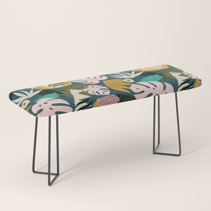 Collage contemporary tribal floral hawaiian pattern. Bench Gallery Image 1