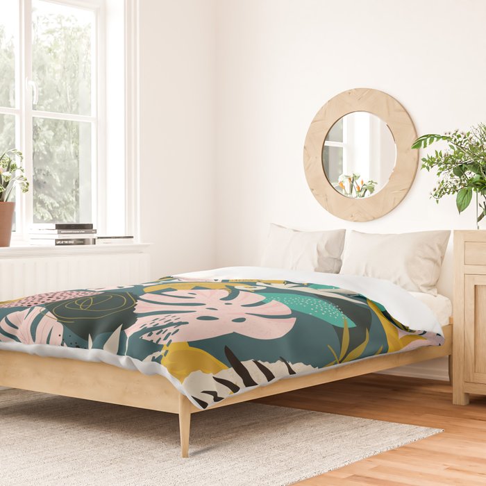 Collage contemporary tribal floral hawaiian pattern. Duvet Cover Gallery Image 2