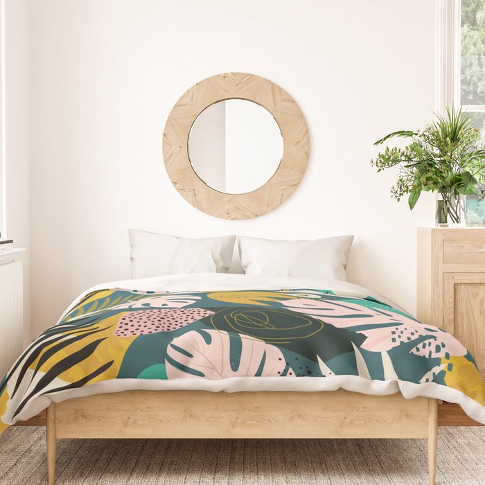 Collage contemporary tribal floral hawaiian pattern. Duvet Cover Gallery Image 3