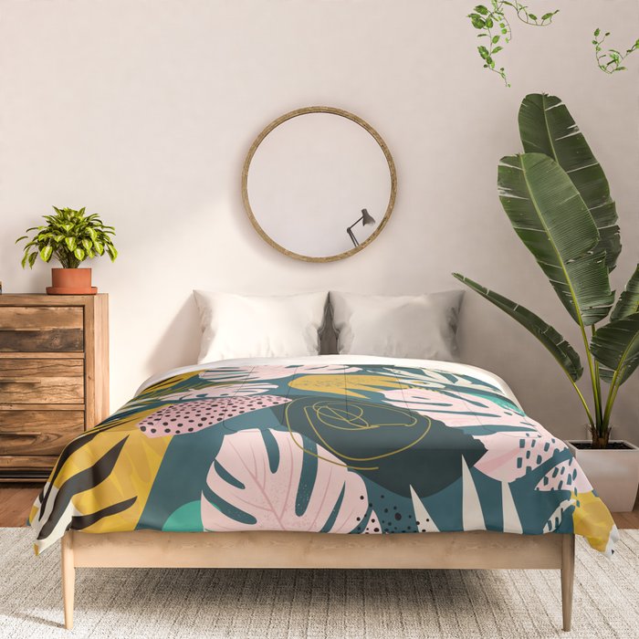 Collage contemporary tribal floral hawaiian pattern. Comforter Gallery Image 3