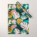 Collage contemporary tribal floral hawaiian pattern. Wrapping Paper Gallery Image 1