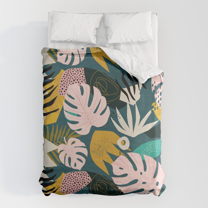 Collage contemporary tribal floral hawaiian pattern. Duvet Cover Gallery Image 6