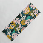 Collage contemporary tribal floral hawaiian pattern. Yoga Mat Gallery Image 1