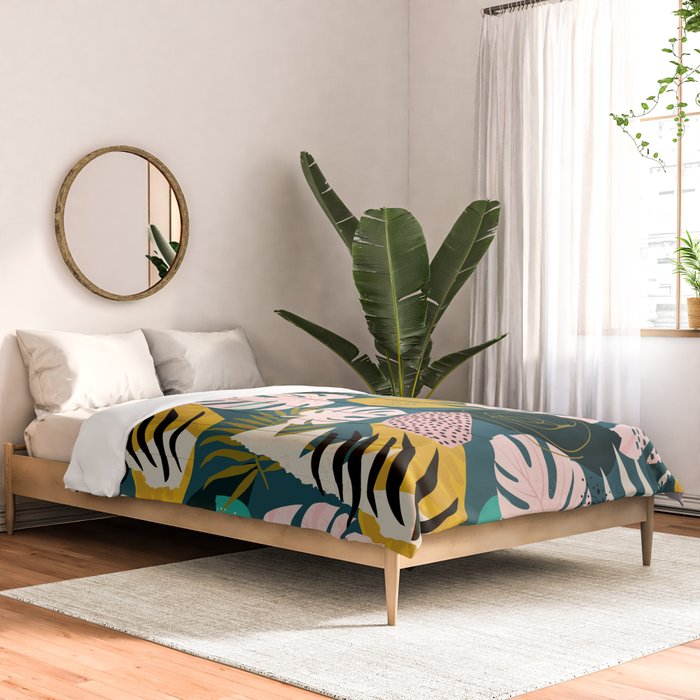 Collage contemporary tribal floral hawaiian pattern. Comforter Gallery Image 2