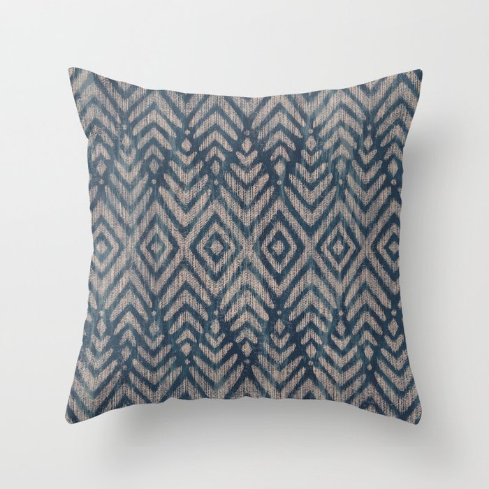 Feather Ikat - midnight desert Throw Pillow Gallery Image 1