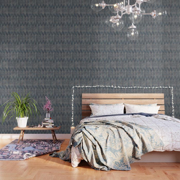 Feather Ikat - midnight desert Wallpaper Gallery Image 3