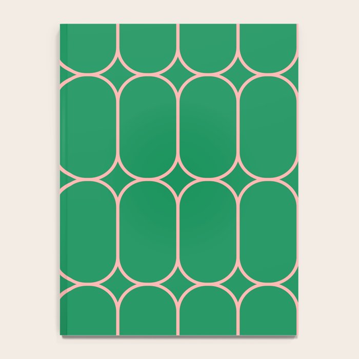 Mod Pods Retro Geometric Pattern in Bright Green and Pink Notebook Gallery Image 4