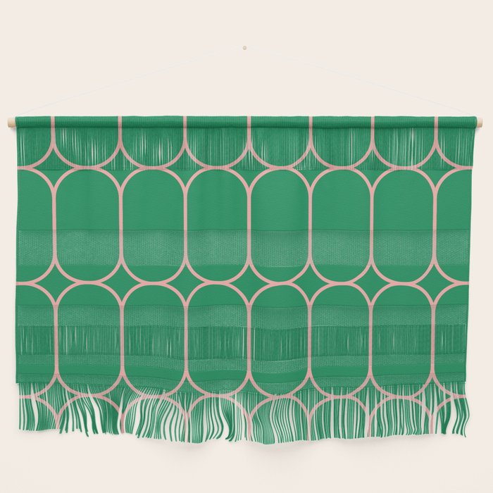 Mod Pods Retro Geometric Pattern in Bright Green and Pink Wall Hanging Gallery Image 1