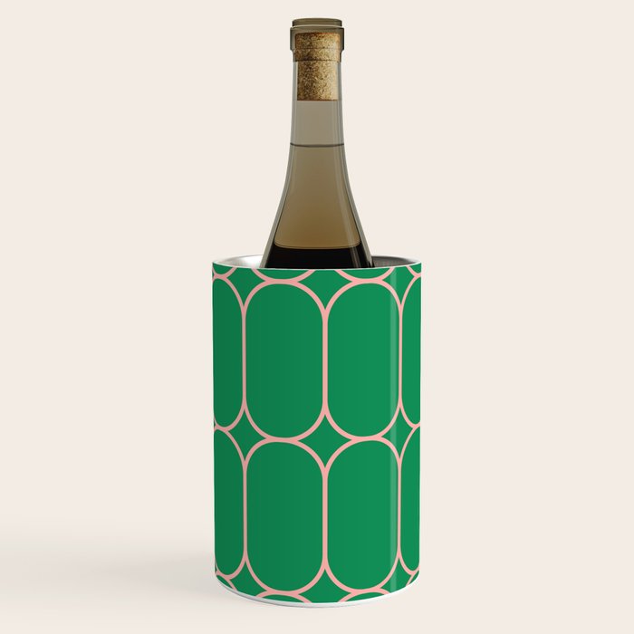 Mod Pods Retro Geometric Pattern in Bright Green and Pink Wine Chiller Gallery Image 3