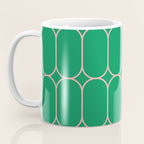 Mod Pods Retro Geometric Pattern in Bright Green and Pink Coffee Mug Gallery Image 3