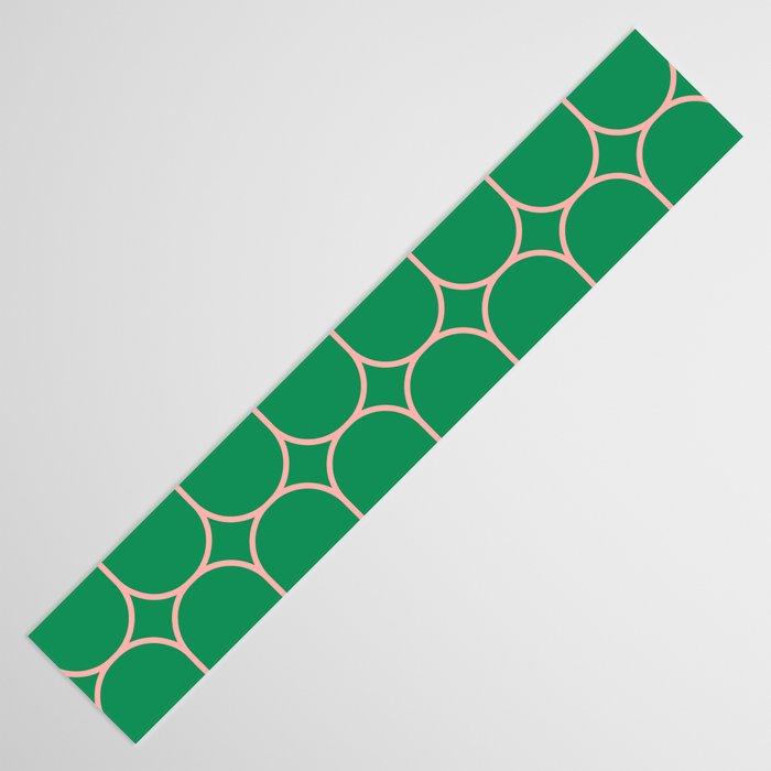 Mod Pods Retro Geometric Pattern in Bright Green and Pink Table Runner Gallery Image 3