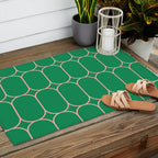 Mod Pods Retro Geometric Pattern in Bright Green and Pink Outdoor Rug Gallery Image 2