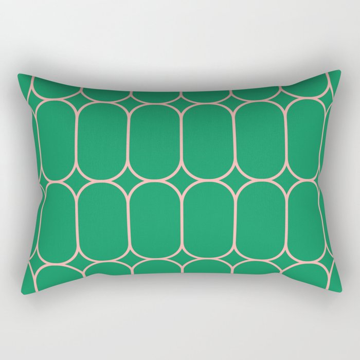Mod Pods Retro Geometric Pattern in Bright Green and Pink Rectangular Pillow Gallery Image 2