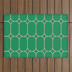 Mod Pods Retro Geometric Pattern in Bright Green and Pink Outdoor Rug Gallery Image 1