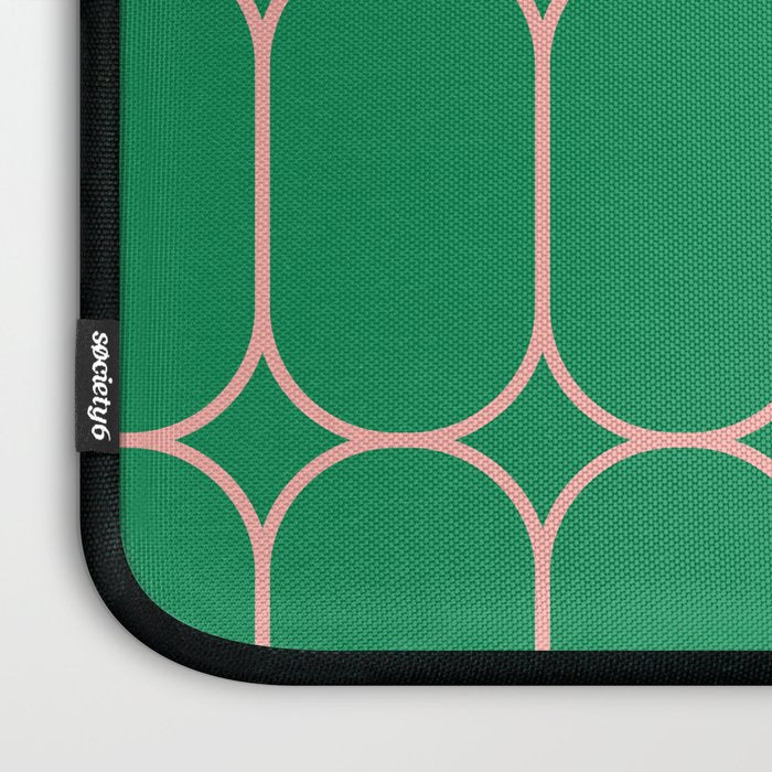 Mod Pods Retro Geometric Pattern in Bright Green and Pink Laptop Sleeve Gallery Image 3
