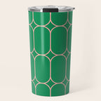 Mod Pods Retro Geometric Pattern in Bright Green and Pink Travel Mug Gallery Image 1
