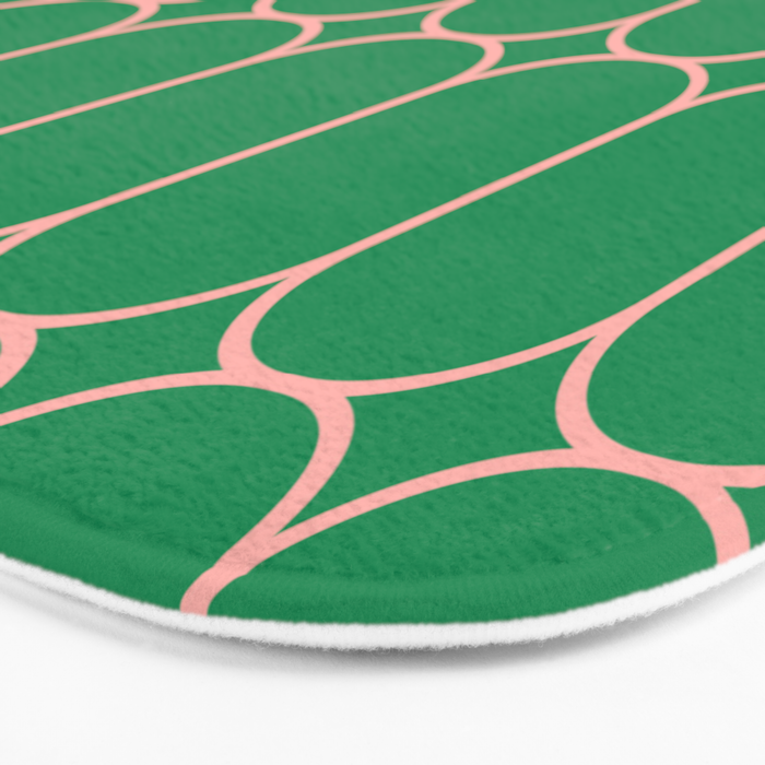 Mod Pods Retro Geometric Pattern in Bright Green and Pink Bath Mat Gallery Image 3