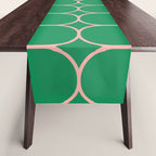Mod Pods Retro Geometric Pattern in Bright Green and Pink Table Runner Gallery Image 1
