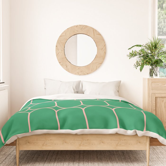 Mod Pods Retro Geometric Pattern in Bright Green and Pink Duvet Cover Gallery Image 3
