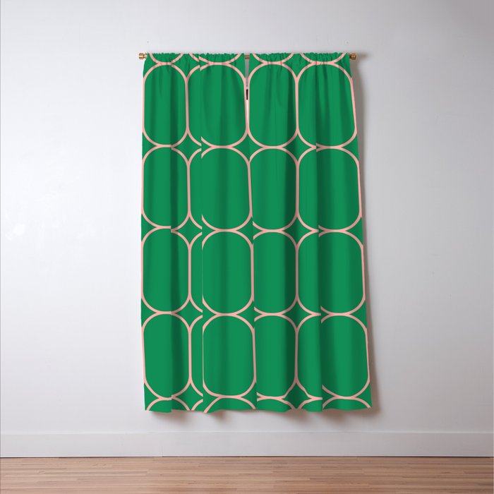 Mod Pods Retro Geometric Pattern in Bright Green and Pink Window Curtain Gallery Image 3