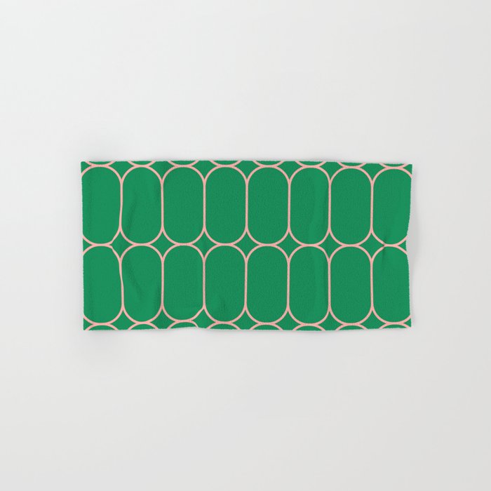 Mod Pods Retro Geometric Pattern in Bright Green and Pink Bath Towel Gallery Image 1