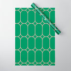Mod Pods Retro Geometric Pattern in Bright Green and Pink Wrapping Paper Gallery Image 1