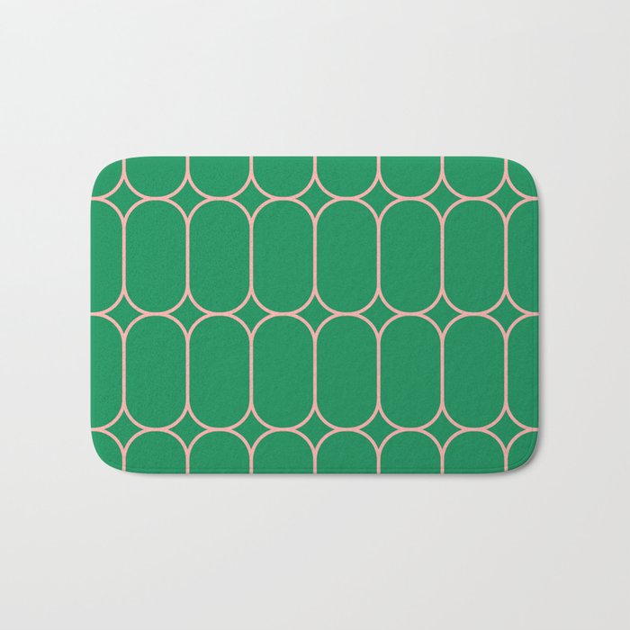 Mod Pods Retro Geometric Pattern in Bright Green and Pink Bath Mat Gallery Image 1