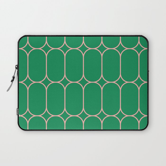 Mod Pods Retro Geometric Pattern in Bright Green and Pink Laptop Sleeve Gallery Image 1