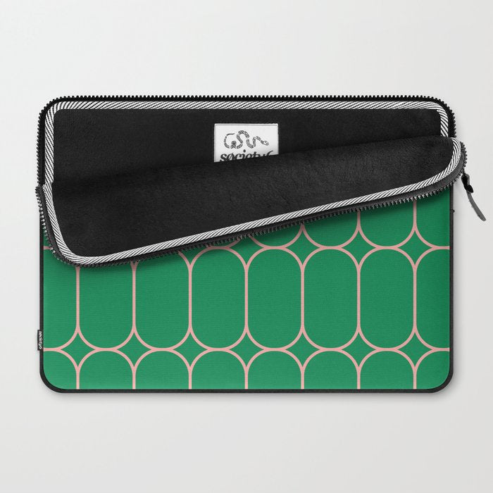 Mod Pods Retro Geometric Pattern in Bright Green and Pink Laptop Sleeve Gallery Image 2