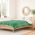 Mod Pods Retro Geometric Pattern in Bright Green and Pink Duvet Cover Gallery Image 2
