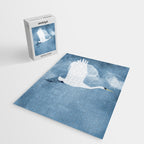 White Egret in Flight Illustration Wings Up  Jigsaw Puzzle Gallery Image 2