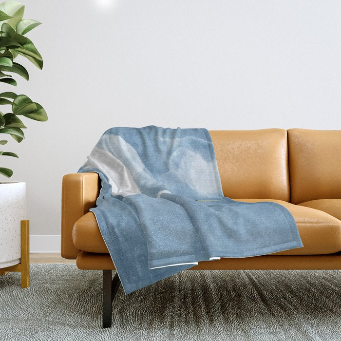 White Egret in Flight Illustration Wings Up  Throw Blanket Gallery Image 1