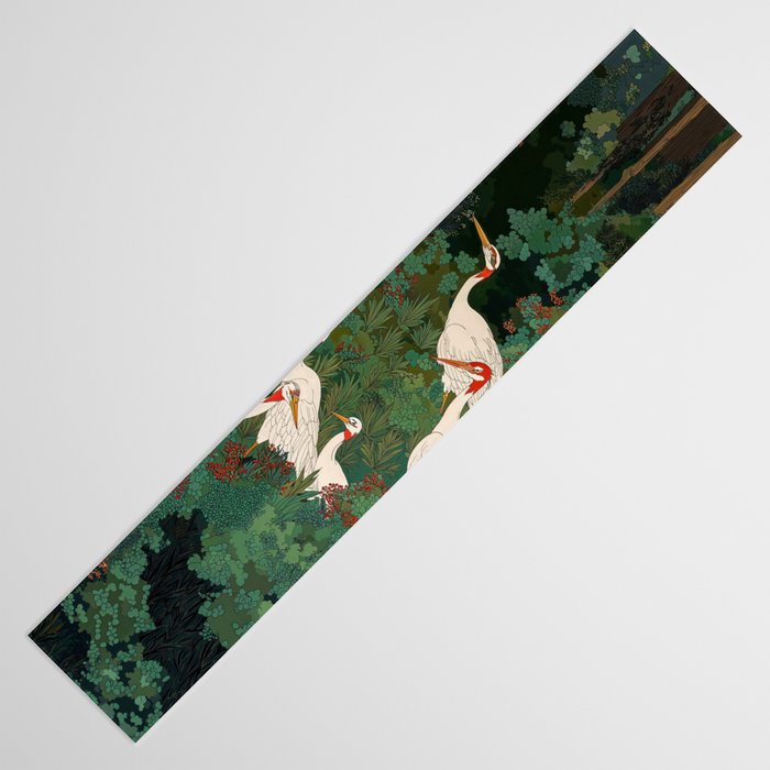 Japandi Wall Art Maximalist japanese chinoiserie Bird wabi sabi green Heron Painting for living room Table Runner Gallery Image 3