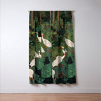 Japandi Wall Art Maximalist japanese chinoiserie Bird wabi sabi green Heron Painting for living room Window Curtain Gallery Image 3