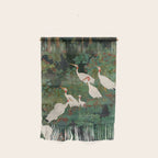 Japandi Wall Art Maximalist japanese chinoiserie Bird wabi sabi green Heron Painting for living room Wall Hanging Gallery Image 1