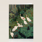 Japandi Wall Art Maximalist japanese chinoiserie Bird wabi sabi green Heron Painting for living room Stationery Card Gallery Image 2