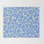 Blue flower blossom scatter on soft green Throw Blanket Gallery Image 2