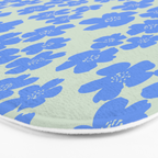Blue flower blossom scatter on soft green Bath Mat Gallery Image 3