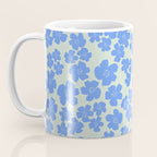 Blue flower blossom scatter on soft green Coffee Mug Gallery Image 3