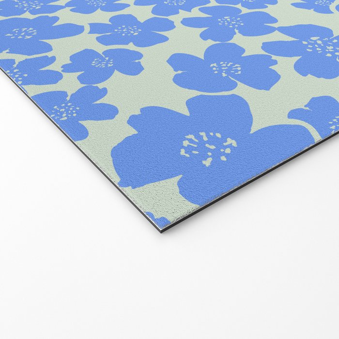 Blue flower blossom scatter on soft green Welcome Mat Gallery Image 2