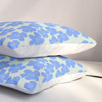 Blue flower blossom scatter on soft green Pillow Sham Gallery Image 3