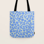 Blue flower blossom scatter on soft green Tote Bag Gallery Image 1