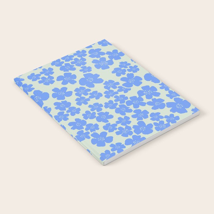 Blue flower blossom scatter on soft green Notebook Gallery Image 2