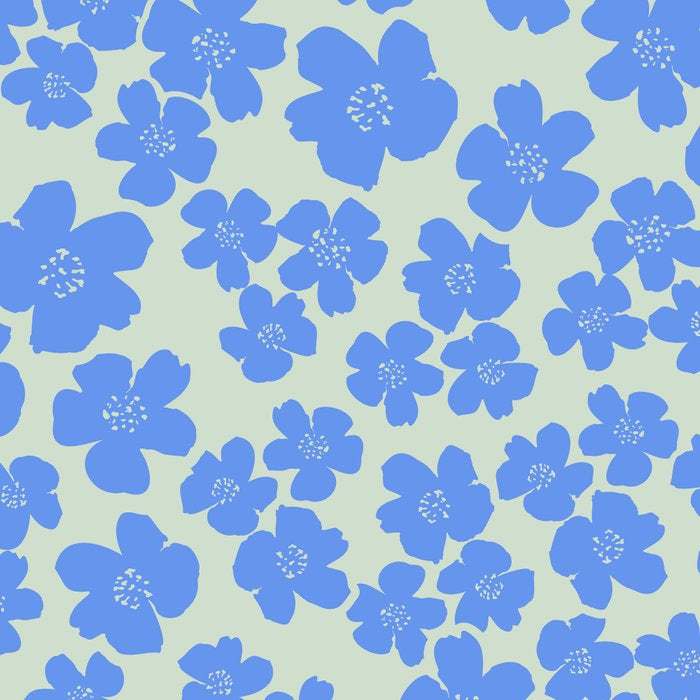 Blue flower blossom scatter on soft green Coffee Mug Gallery Image 2