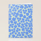 Blue flower blossom scatter on soft green Stationery Card Gallery Image 2
