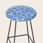 Blue flower blossom scatter on soft green Stool Gallery Image 2