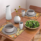 Brown, Yellow, Orange qnd Ivory Retro Flowers Placemat Gallery Image 2