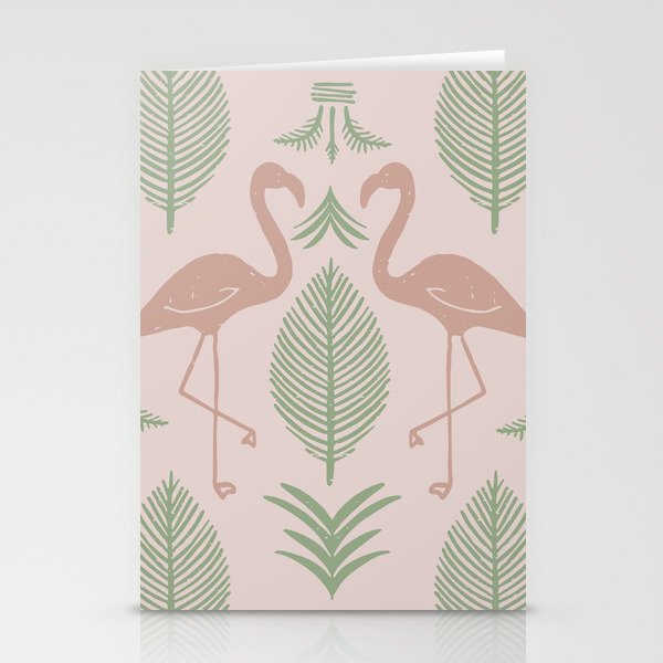 Palm Flamingos . Light Blush Stationery Card Gallery Image 2
