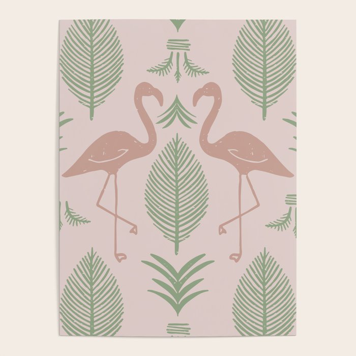Palm Flamingos . Light Blush Poster Gallery Image 4