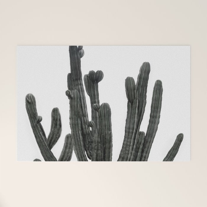Black and White Cactus Welcome Mat Gallery Image 1